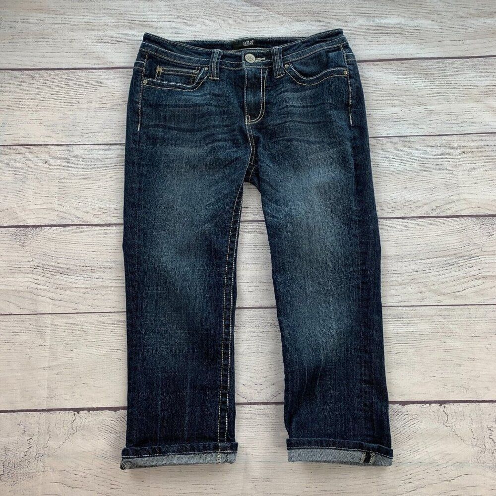 A.N.A. Jean Capri 6 or 28 Dark Wash Stretch Inseam 22"